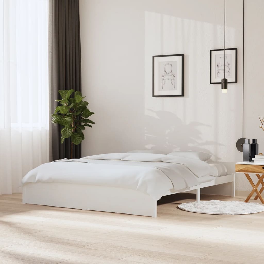 vidaXL Sängynrunko valkoinen täysi mänty 180x200 cm Super King