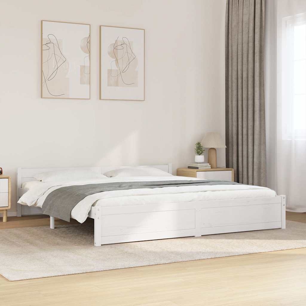 vidaXL Sängynrunko valkoinen täysi mänty 180x200 cm Super King