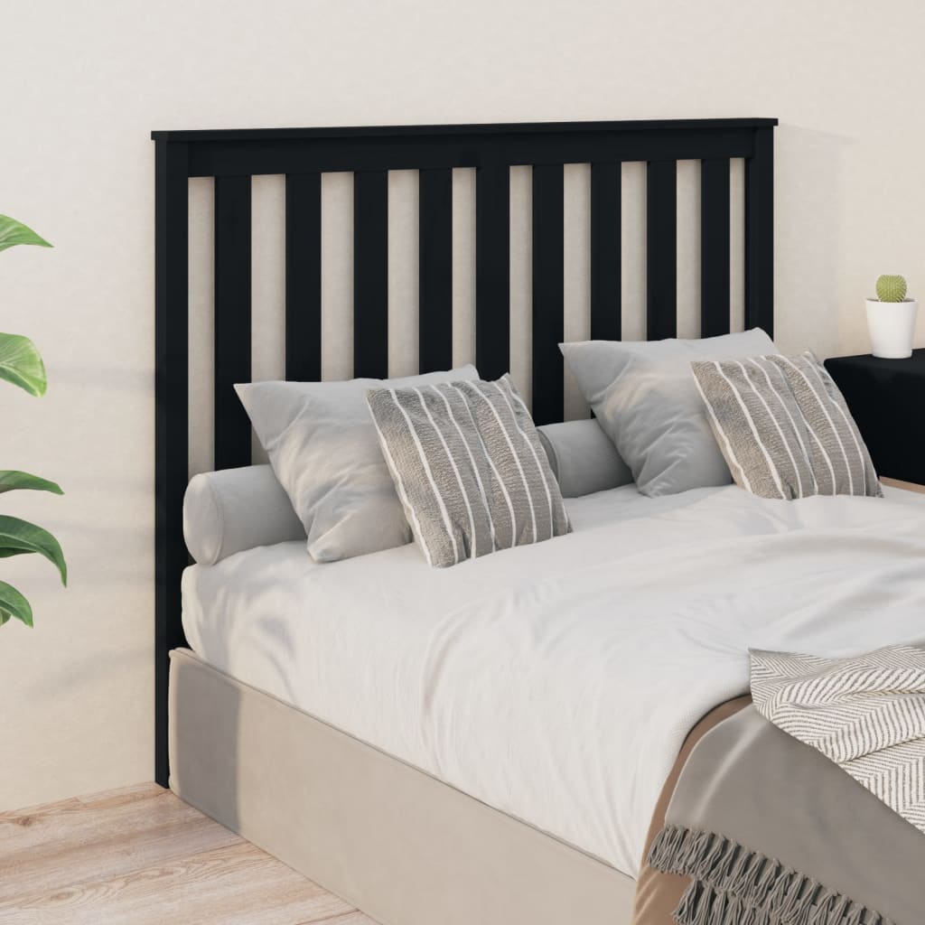 vidaXL Sängynpääty musta 126x6x101 cm täysi mänty
