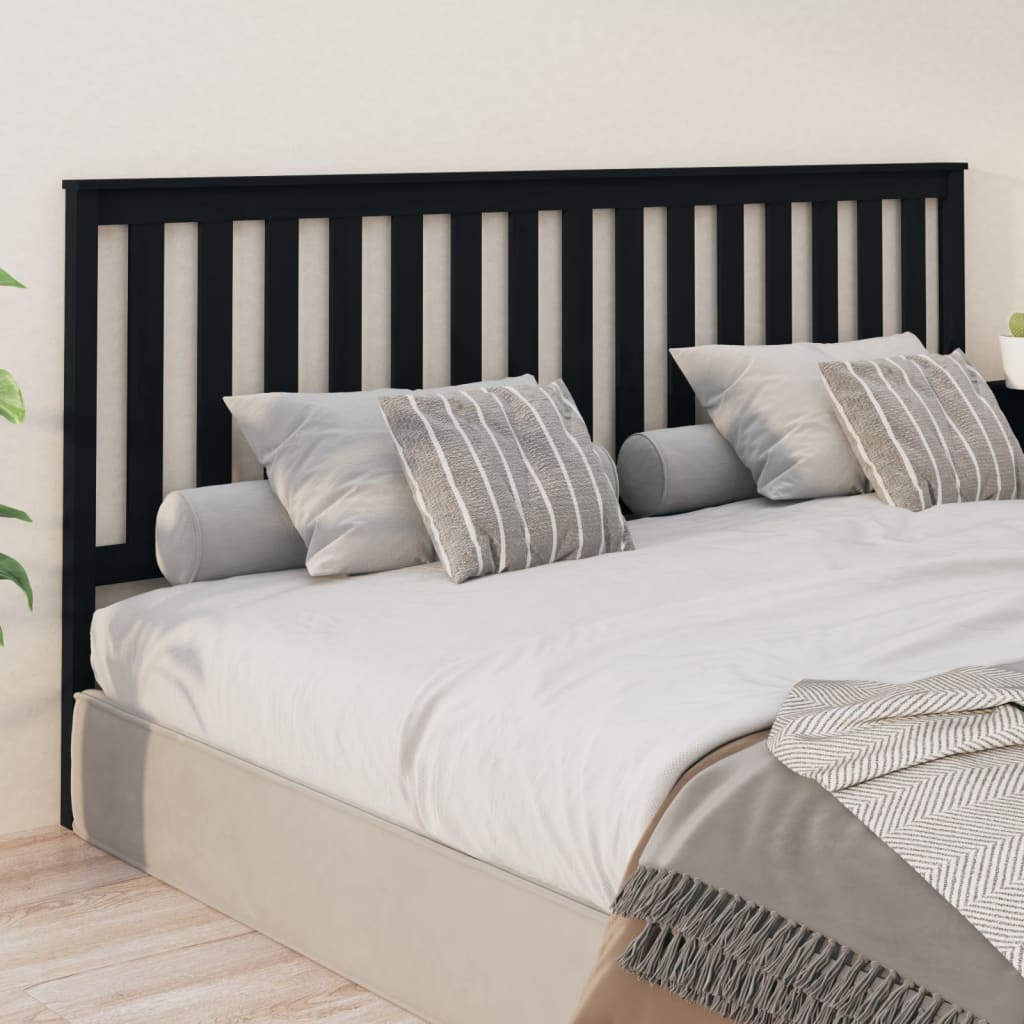 vidaXL Sängynpääty musta 206x6x101 cm täysi mänty