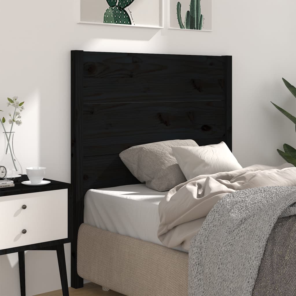 vidaXL Sängynpääty musta 96x4x100 cm täysi mänty