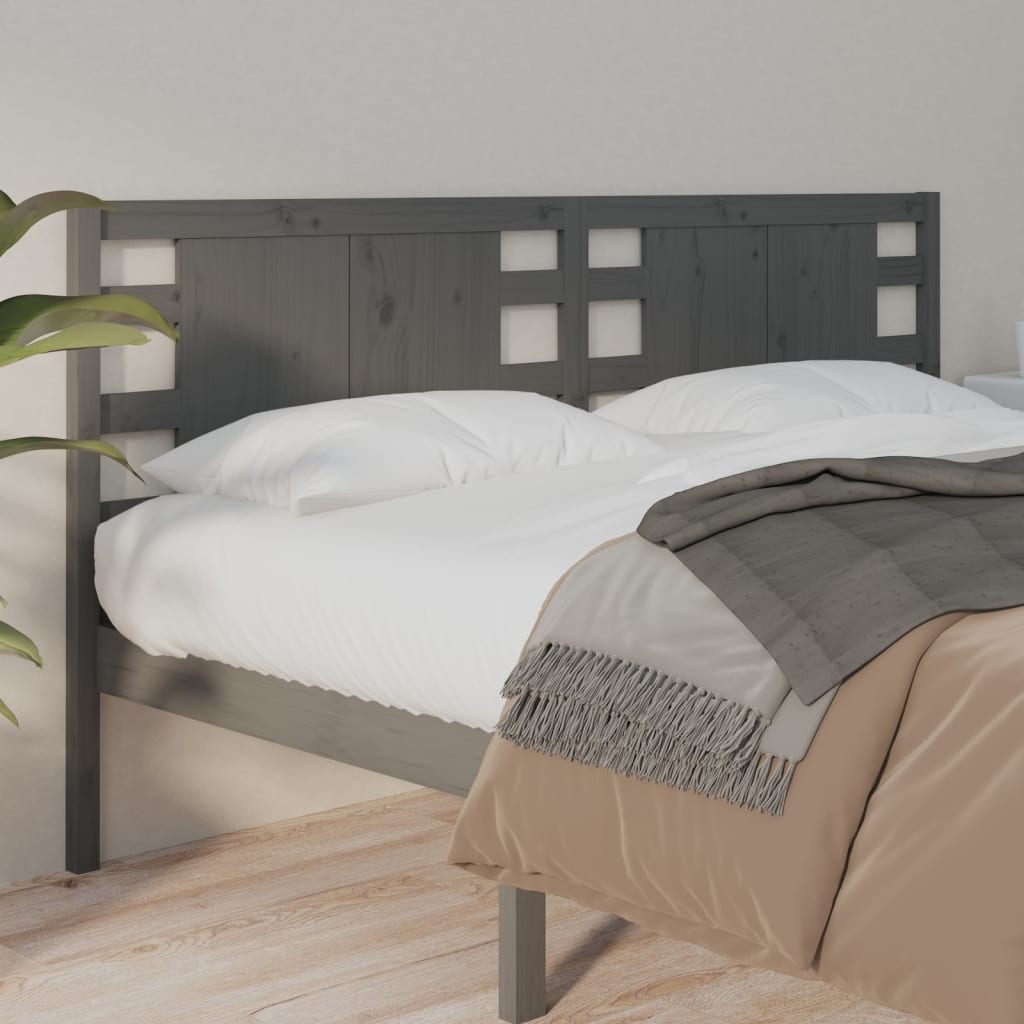 vidaXL Sängynpääty harmaa 166x4x100 cm täysi mänty
