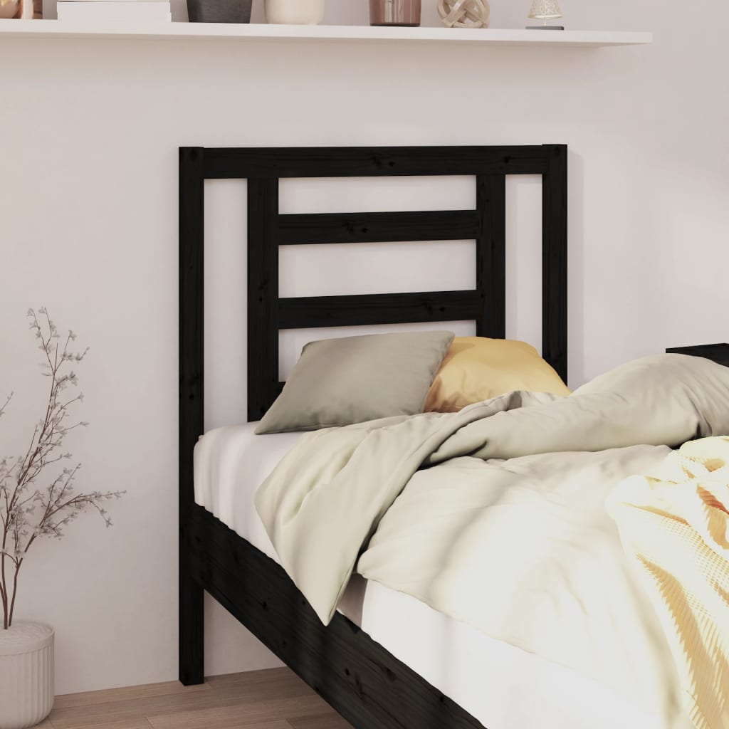 vidaXL Sängynpääty musta 81x4x100 cm täysi mänty