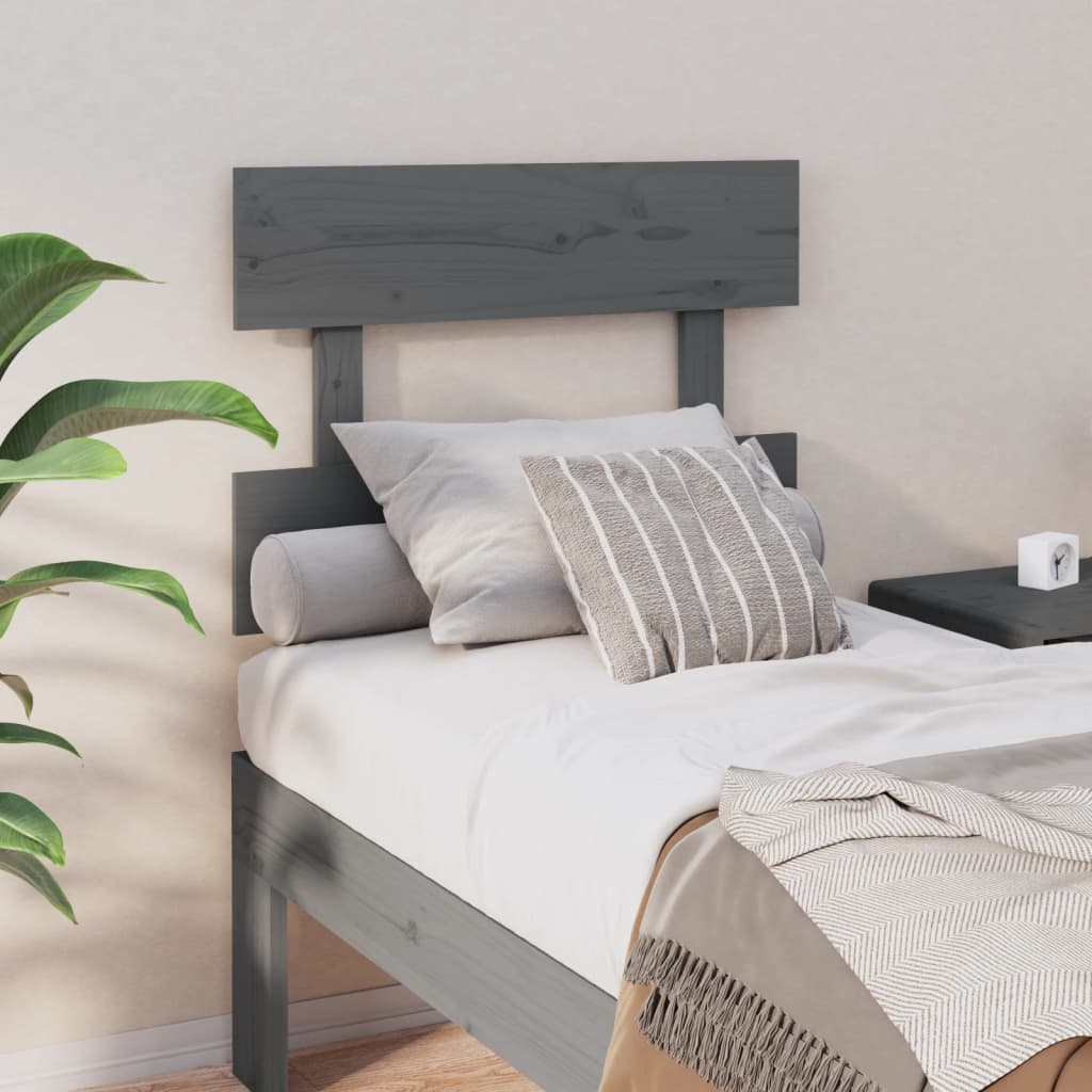 vidaXL Sängynpääty harmaa 93,5x3x81 cm täysi mänty