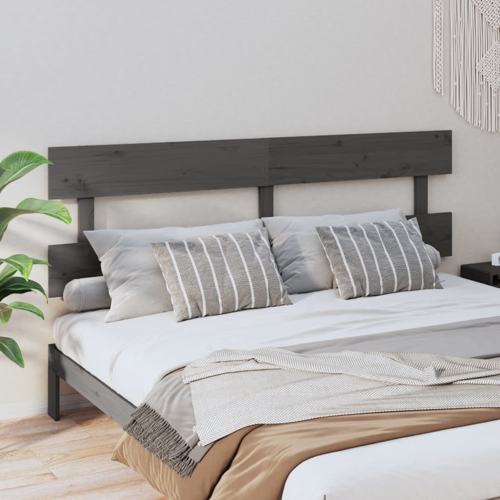 vidaXL Sängynpääty harmaa 204x3x81 cm täysi mänty