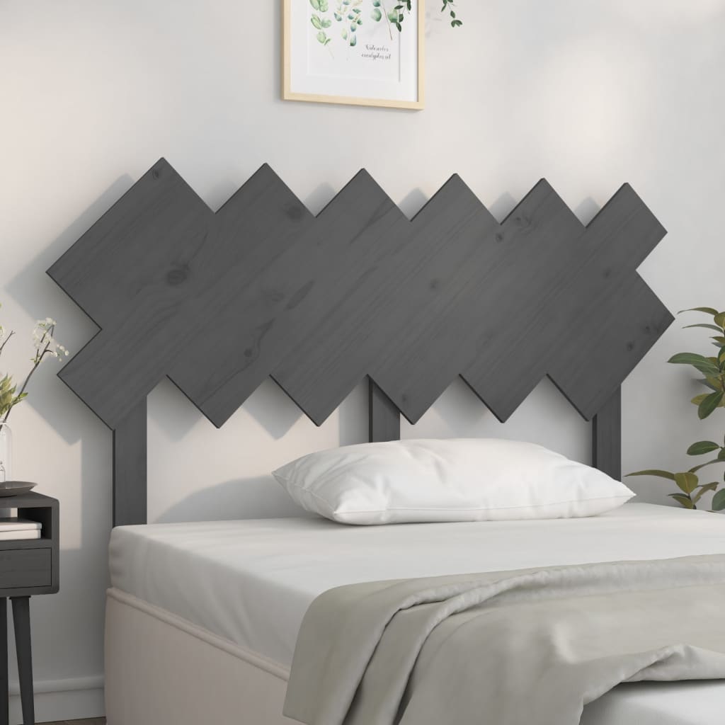 vidaXL Sängynpääty harmaa 132x3x81 cm täysi mänty