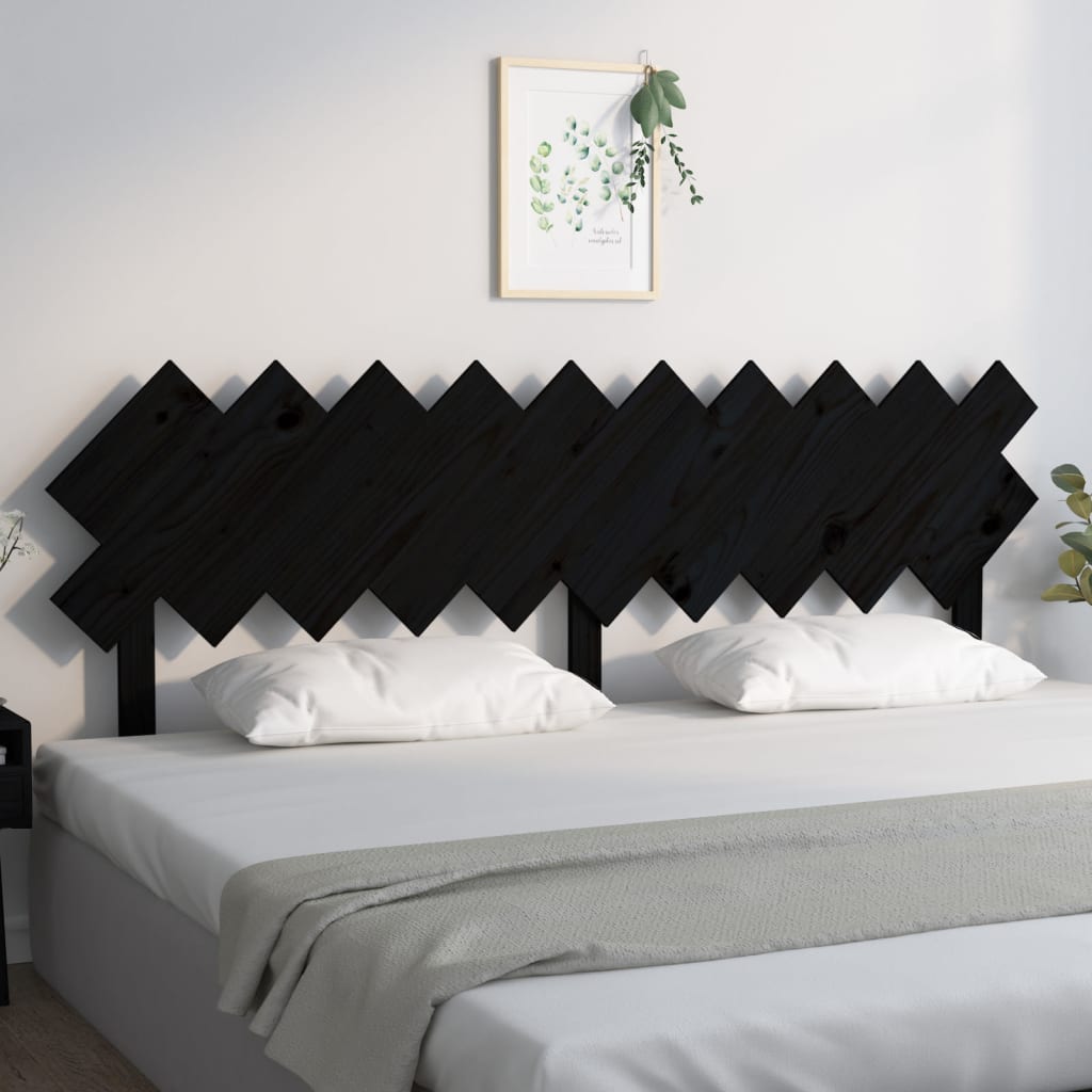 vidaXL Sängynpääty musta 196x3x80,5 cm täysi mänty
