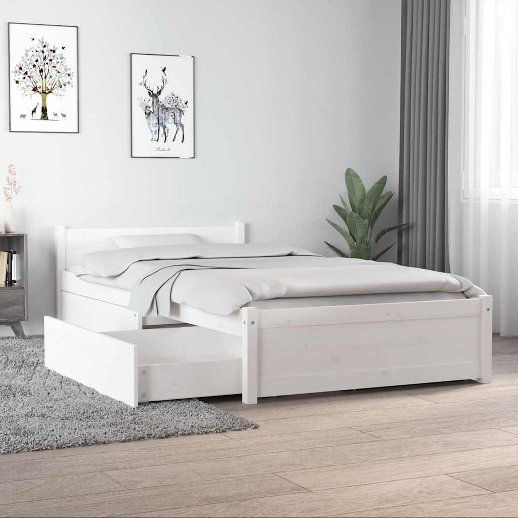 vidaXL Sängynrunko laatikoilla valkoinen 90x190 cm Single