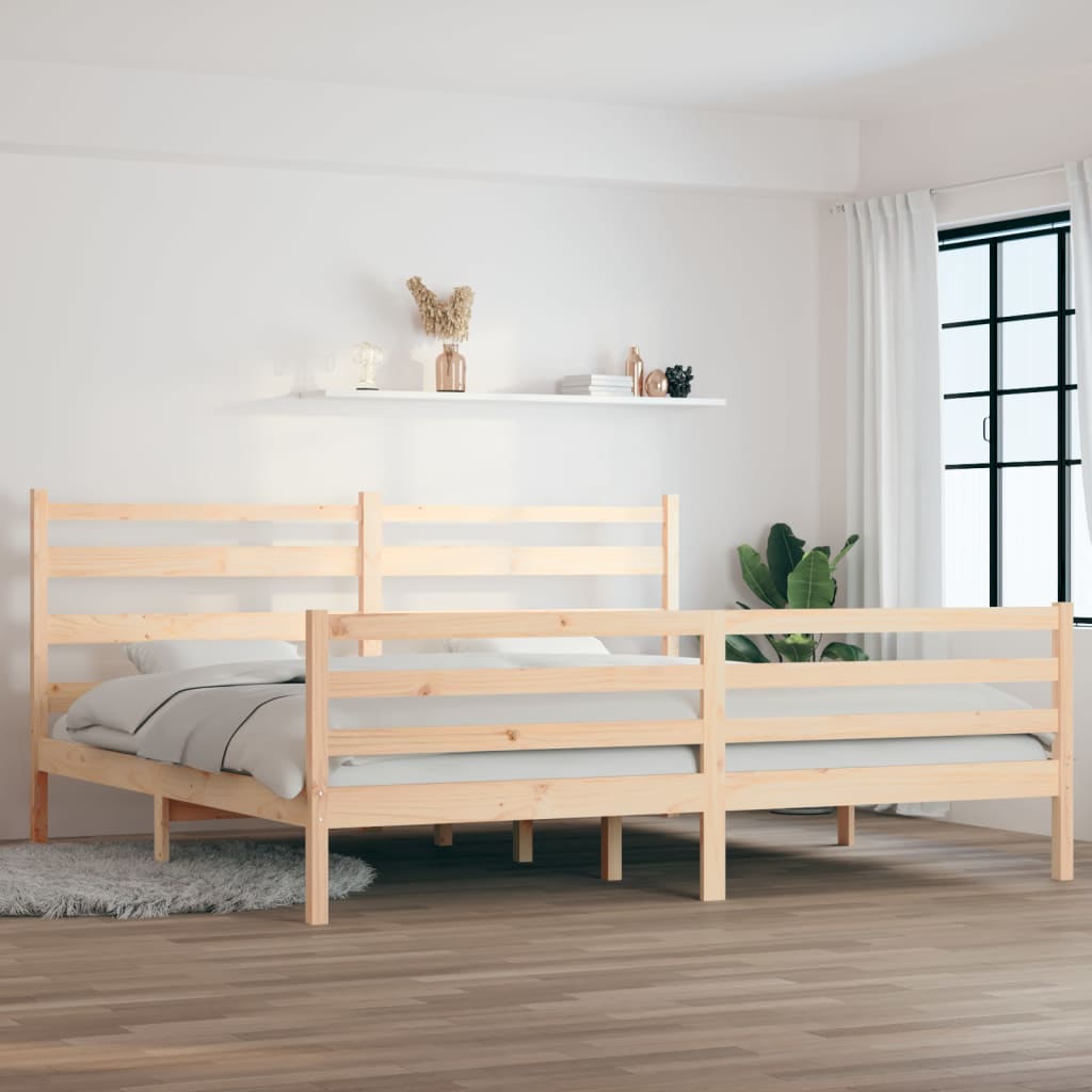 vidaXL Sängynrunko täysi mänty 200x200 cm