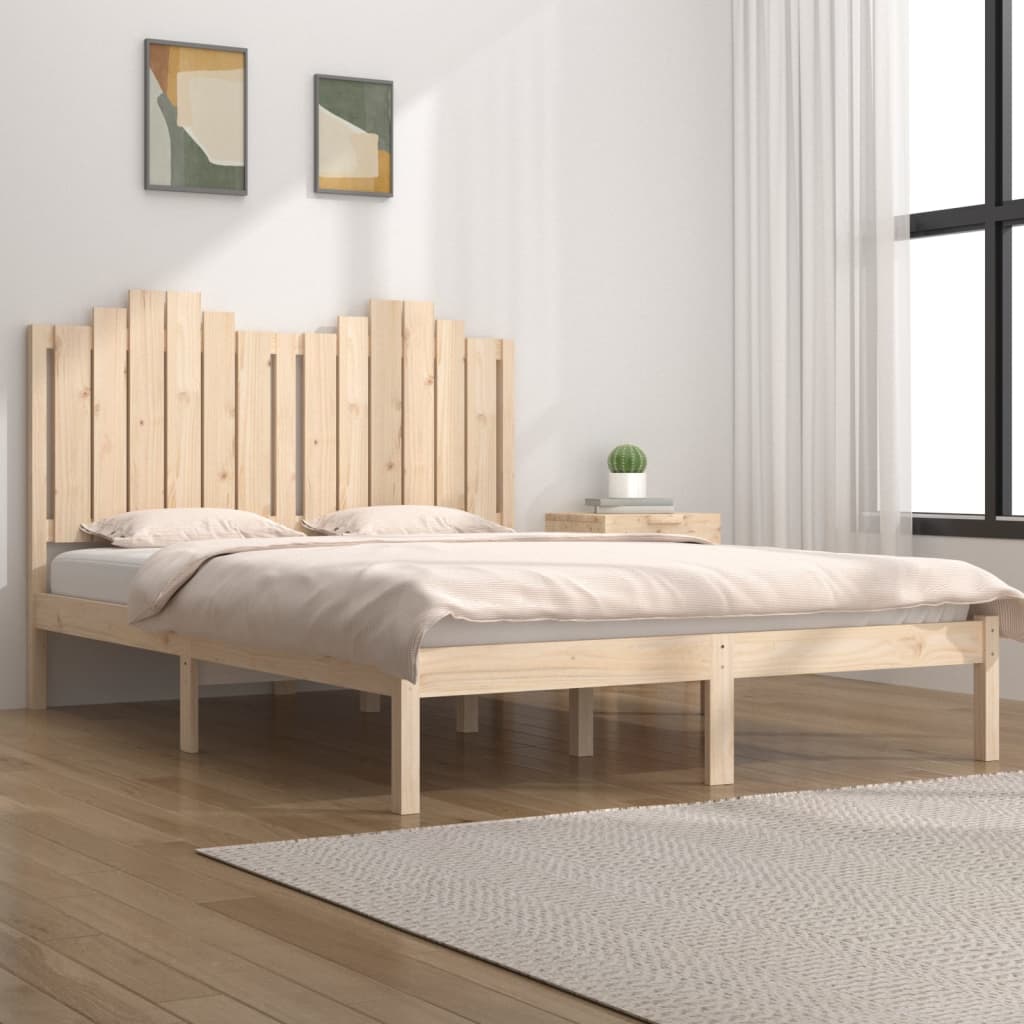 vidaXL Sängynrunko täysi mänty 135x190 cm Double