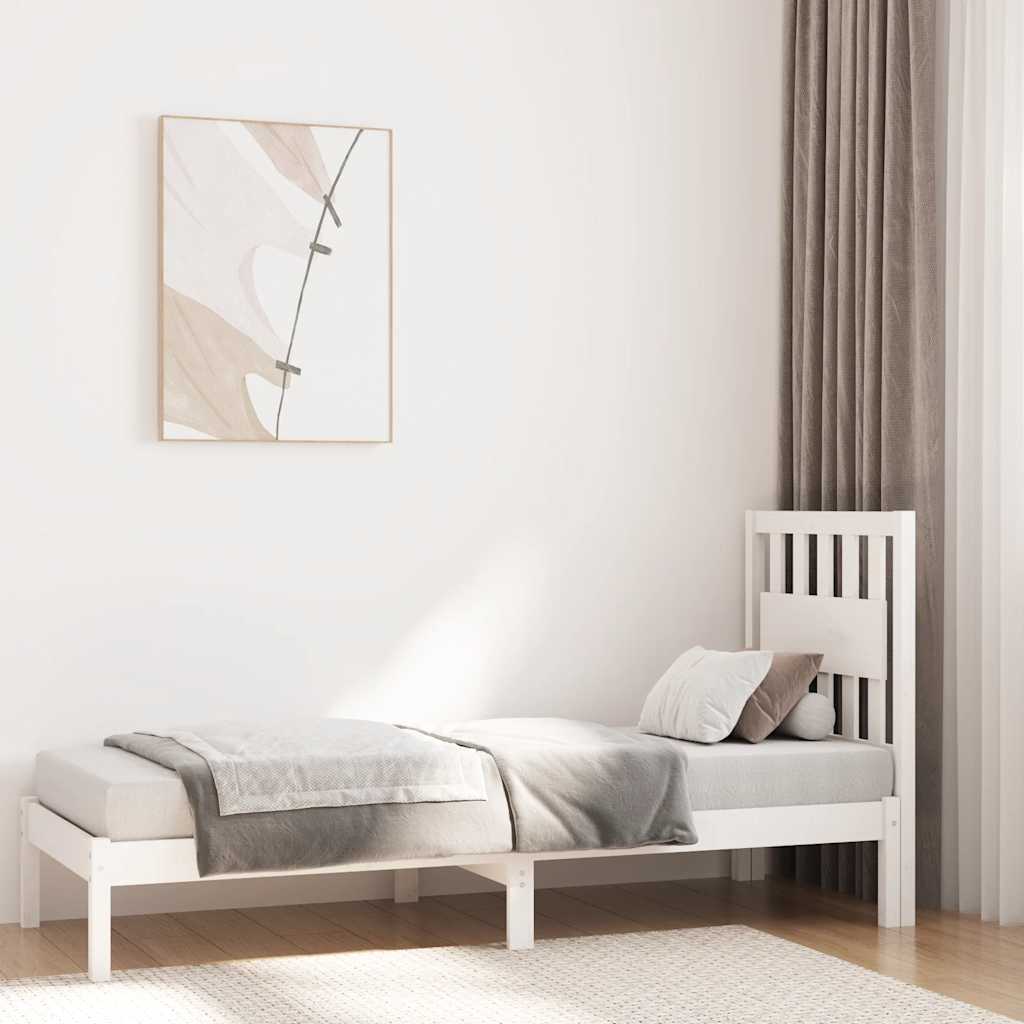 vidaXL Sängynrunko valkoinen täysi mänty 75x190 cm Small Single