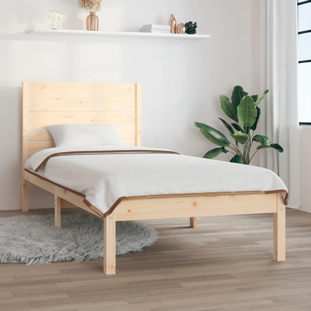 vidaXL Sängynrunko täysi puu 75x190 cm Small Single