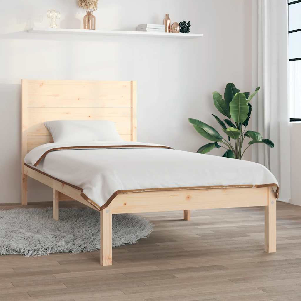 vidaXL Sängynrunko ilman patjaa 90x200 cm täysi mänty