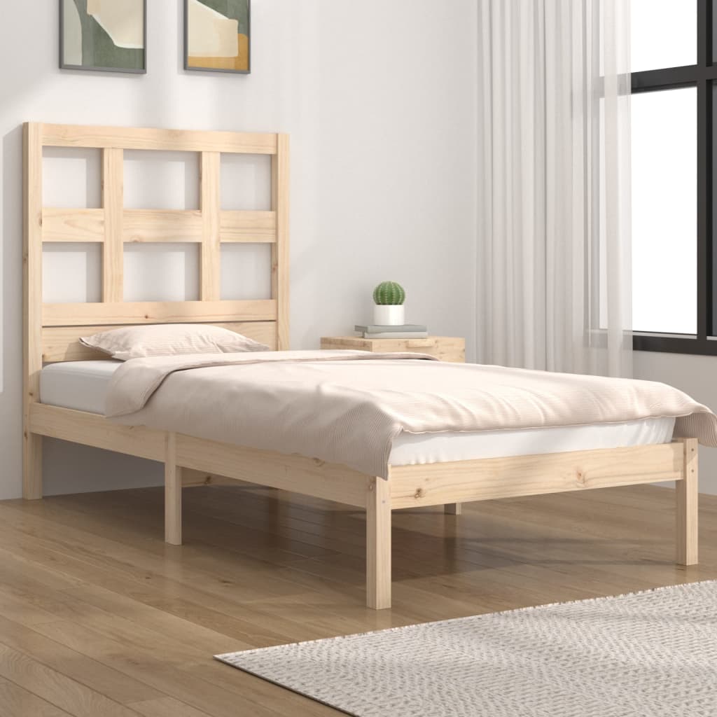 vidaXL Sängynrunko ilman patjaa 90x200 cm täysi mänty