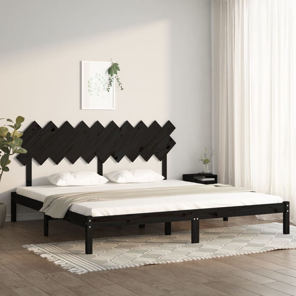 vidaXL Sängynrunko musta täysi mänty 200x200 cm