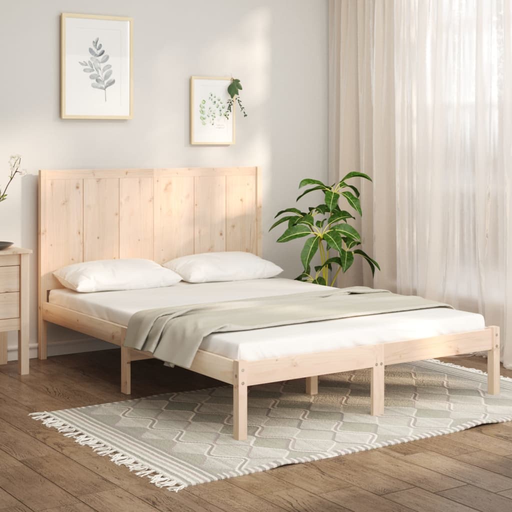 vidaXL Sängynrunko ilman patjaa 140x190 cm täysi mänty