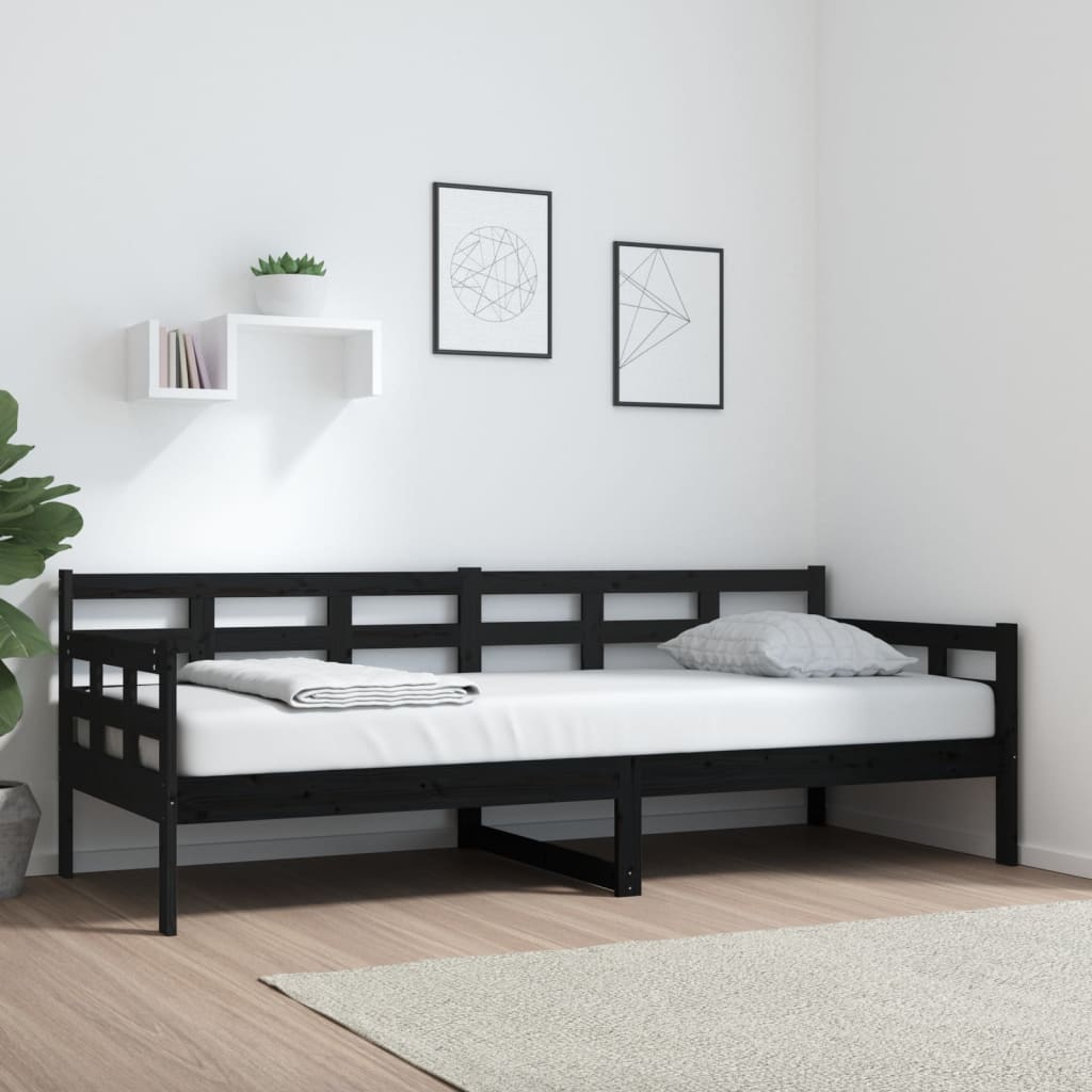 vidaXL Sohvasänky musta täysi mänty 80x200 cm