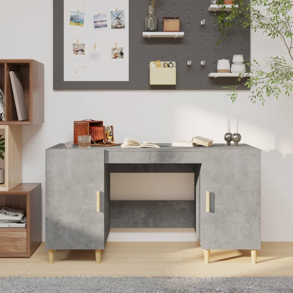 vidaXL Työpöytä betoninharmaa 140x50x75 cm tekninen puu