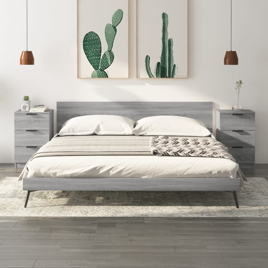vidaXL Yöpöydät 2 kpl harmaa Sonoma 40x36x65 cm
