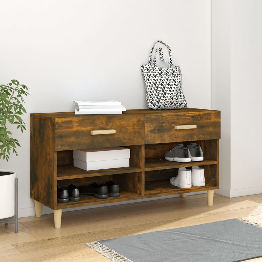 vidaXL Kenkäkaappi savutammi 102x35x55 cm tekninen puu