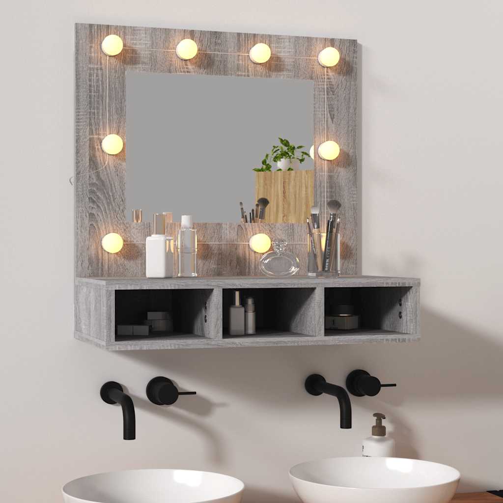 vidaXL Peilikaappi LED-valoilla harmaa Sonoma 60x31,5x62 cm