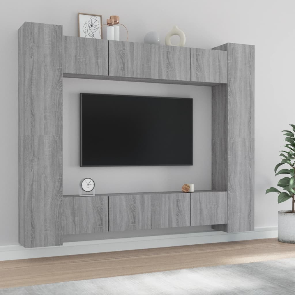 vidaXL 8-osainen TV-kaappisarja harmaa Sonoma tekninen puu