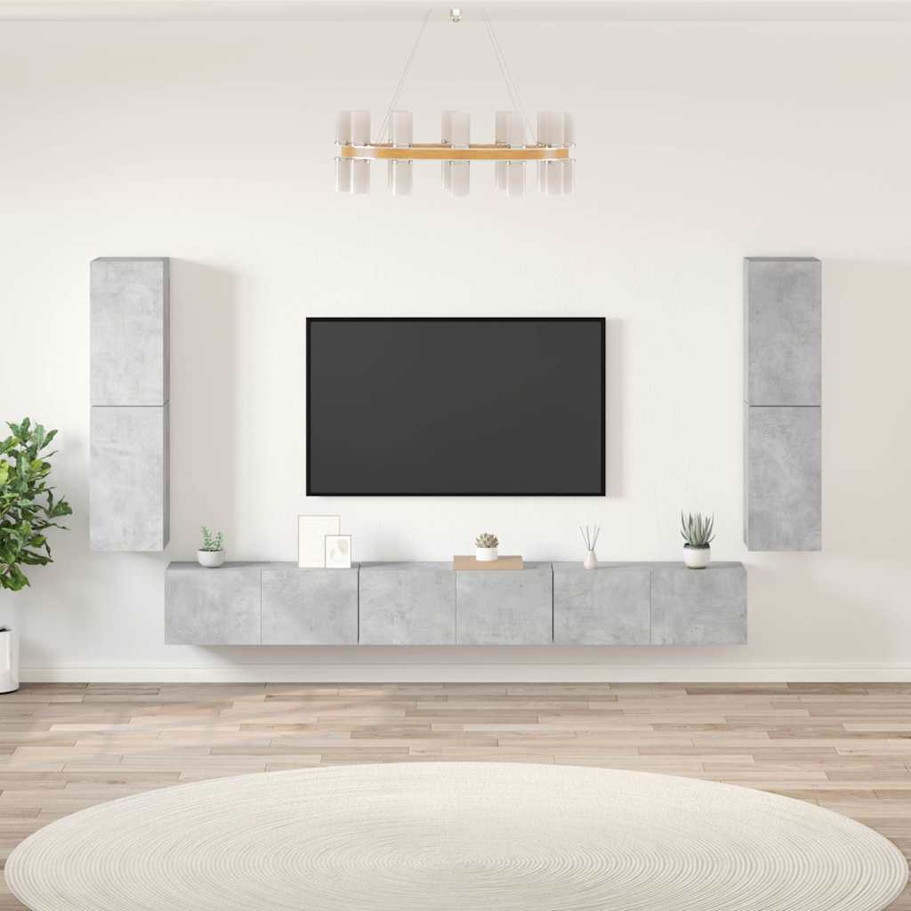 vidaXL 7-osainen TV-kaappisarja betoninharmaa tekninen puu