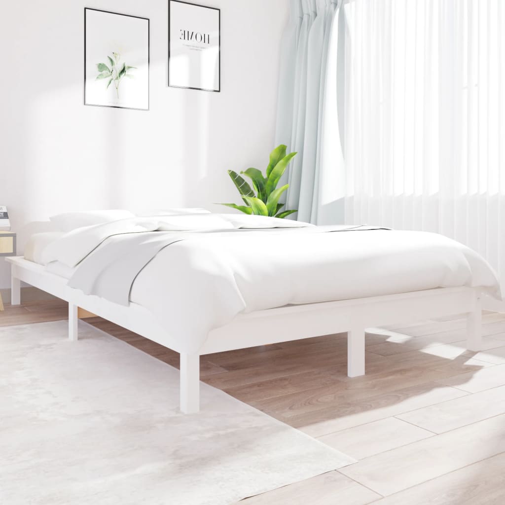 vidaXL Sängynrunko valkoinen 140x200 cm täysi mänty