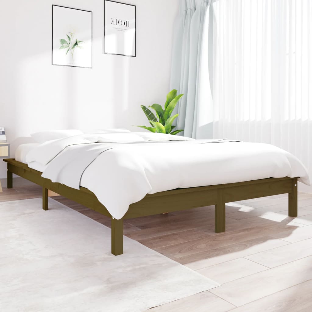 vidaXL Sängynrunko hunajanruskea 160x200 cm täysi mänty