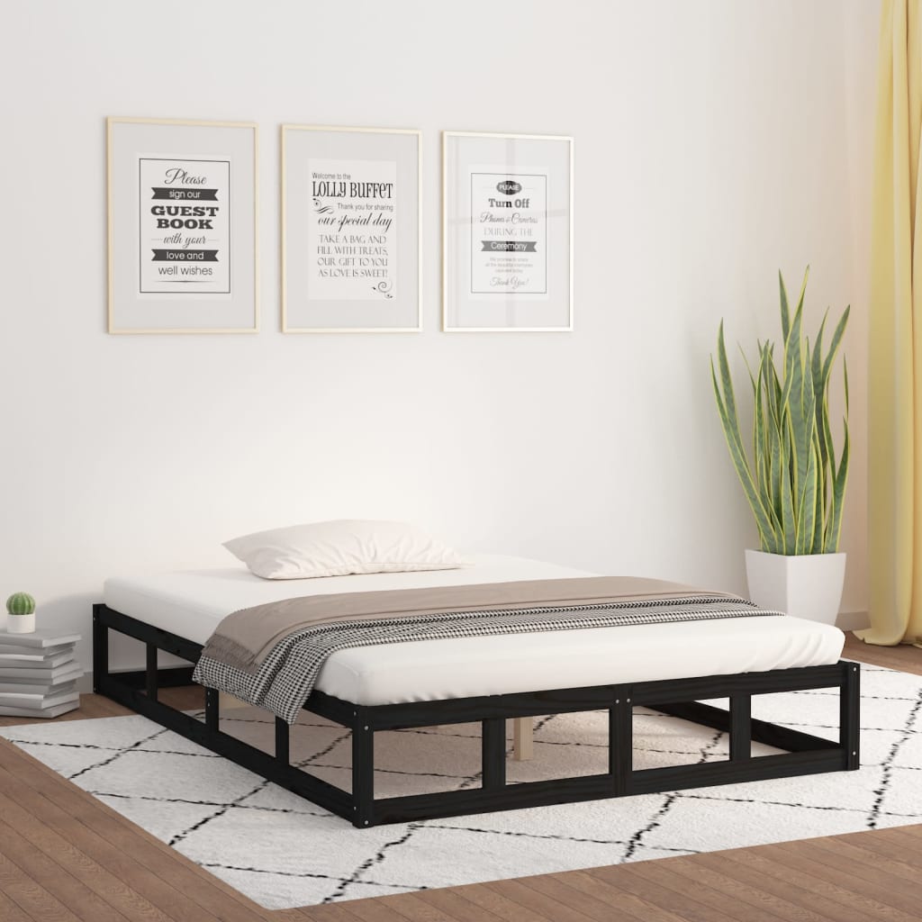 vidaXL Sängynrunko musta 180x200 cm Super King täysi puu