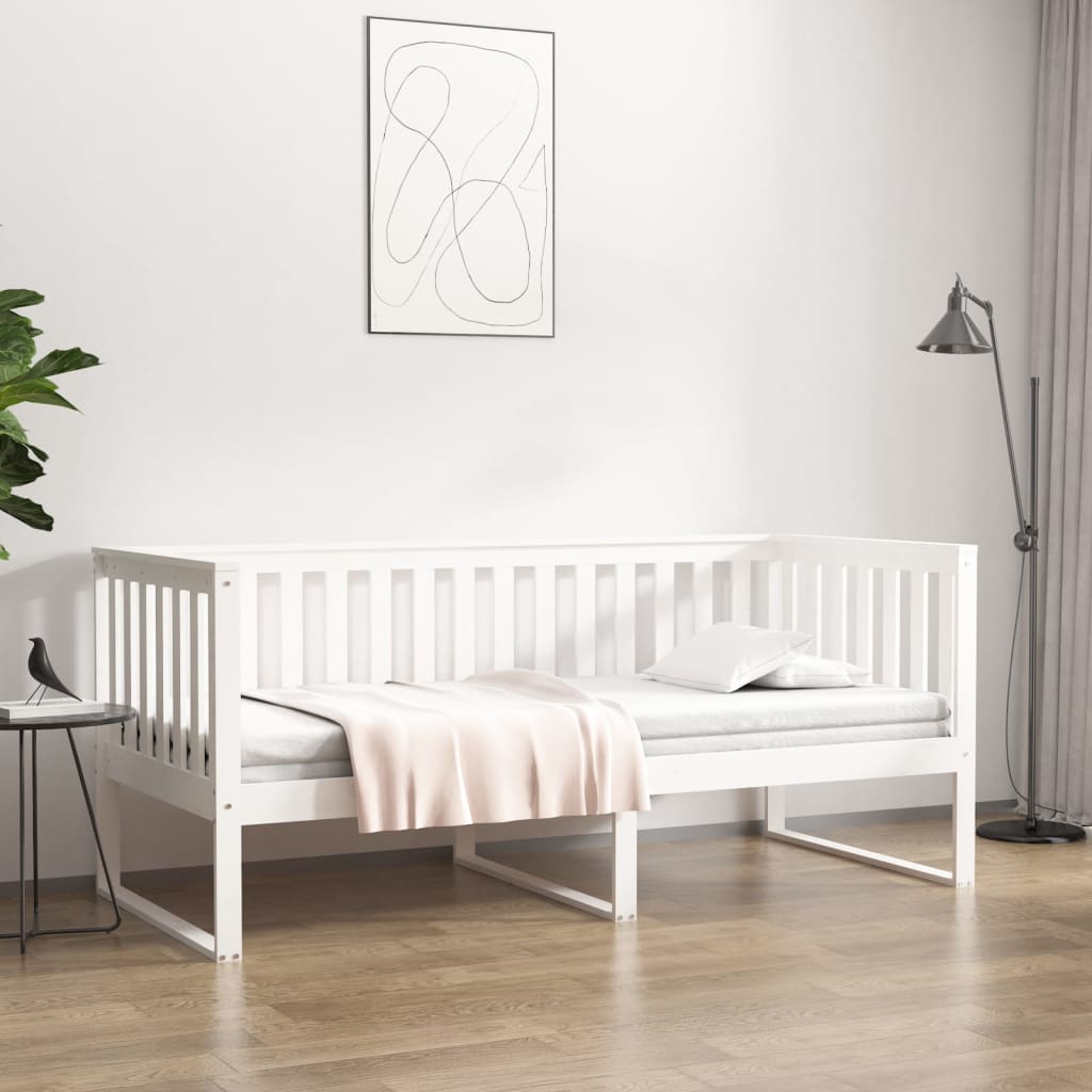 vidaXL Päiväsänky ilman patjaa Valkoinen 100x200 cm massiivipuumänty
