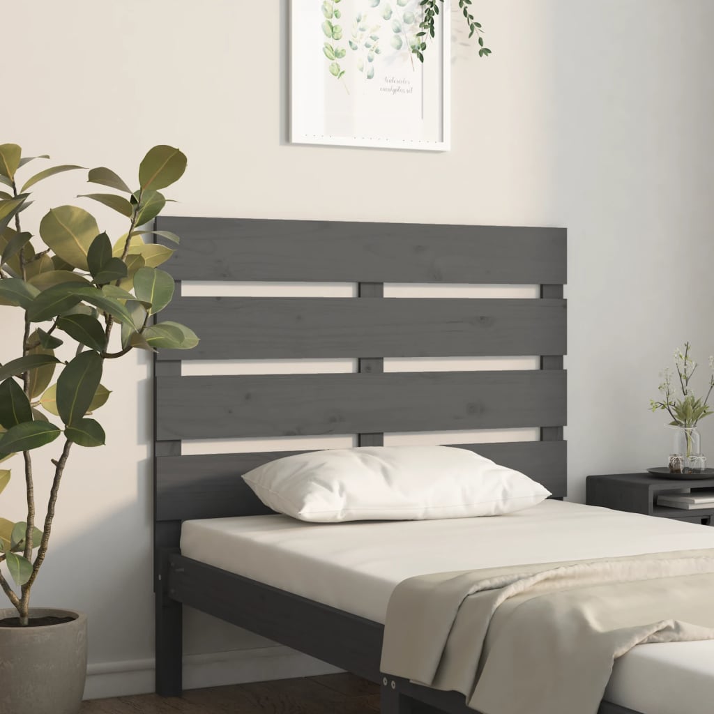 vidaXL Sängynpääty harmaa 100x3x80 cm täysi mänty