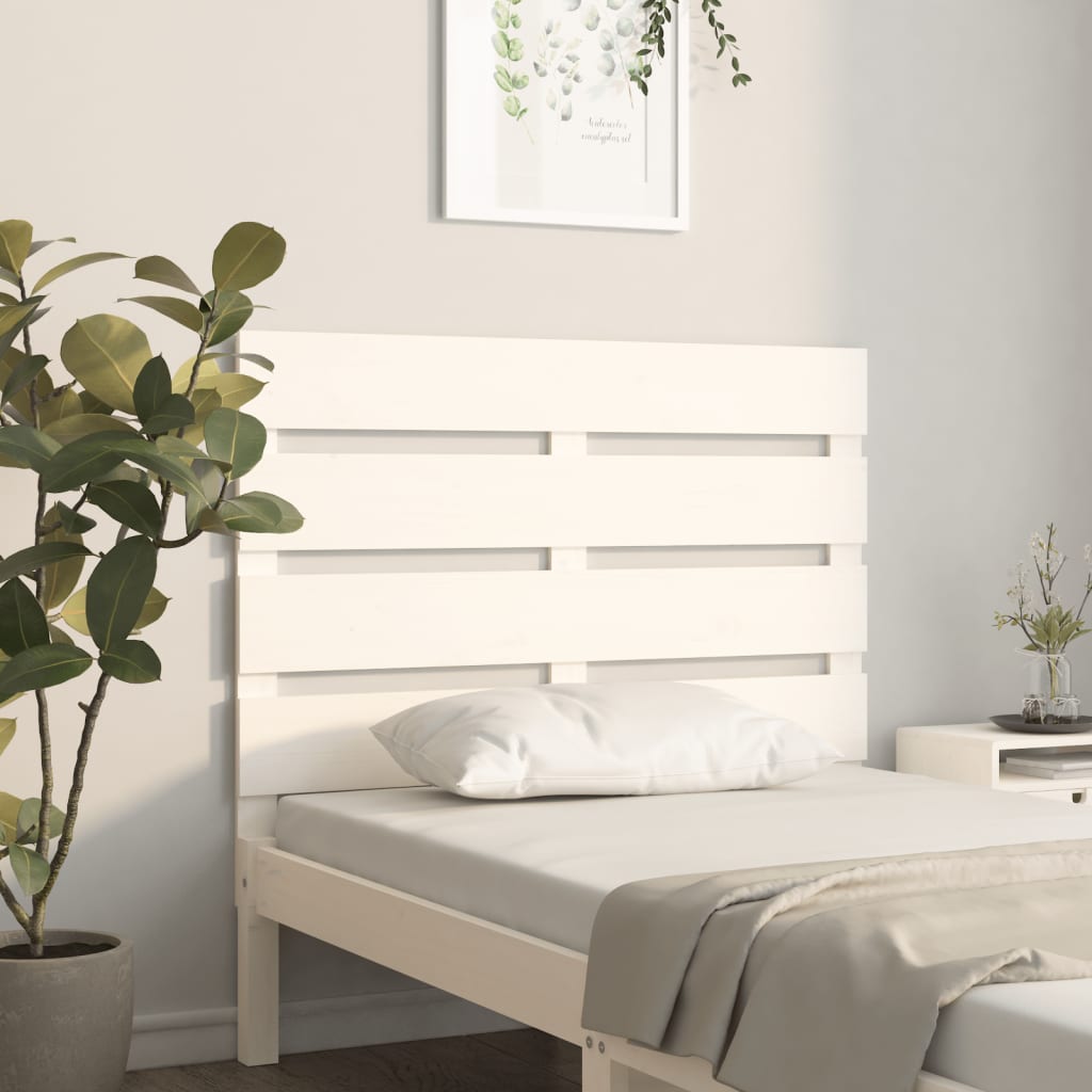 vidaXL Sängynpääty valkoinen 75x3x80 cm täysi mänty