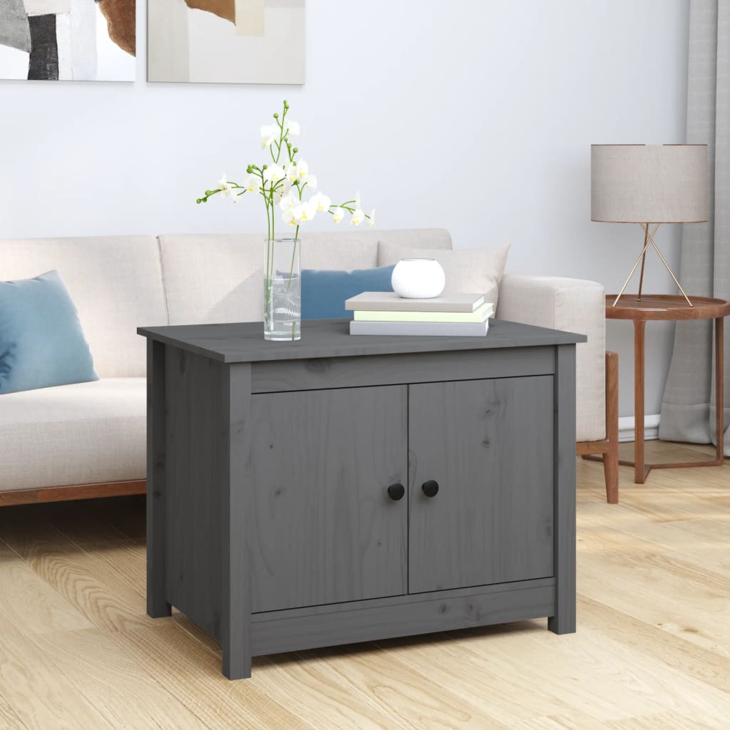 vidaXL Sohvapöytä harmaa 71x49x55 cm täysi mänty