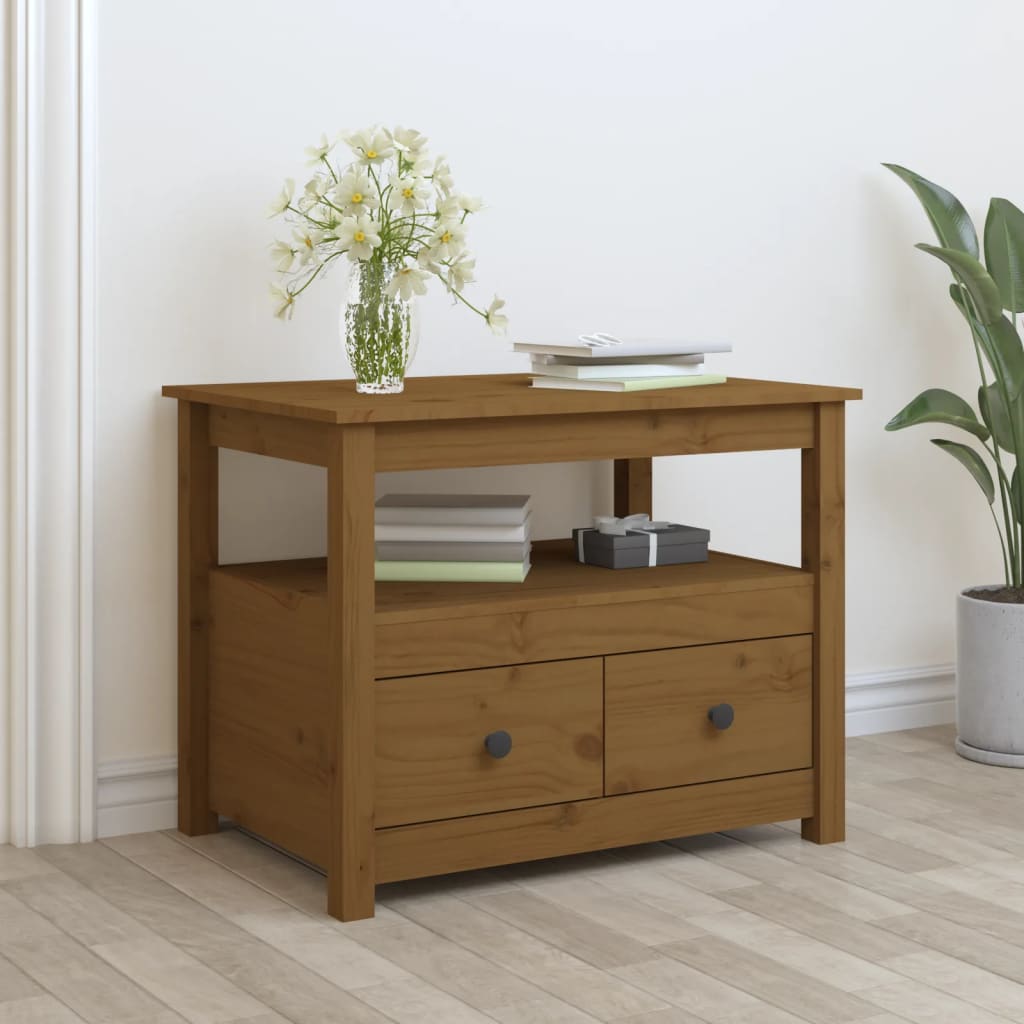 vidaXL Sohvapöytä hunajanruskea 71x49x55 cm täysi mänty