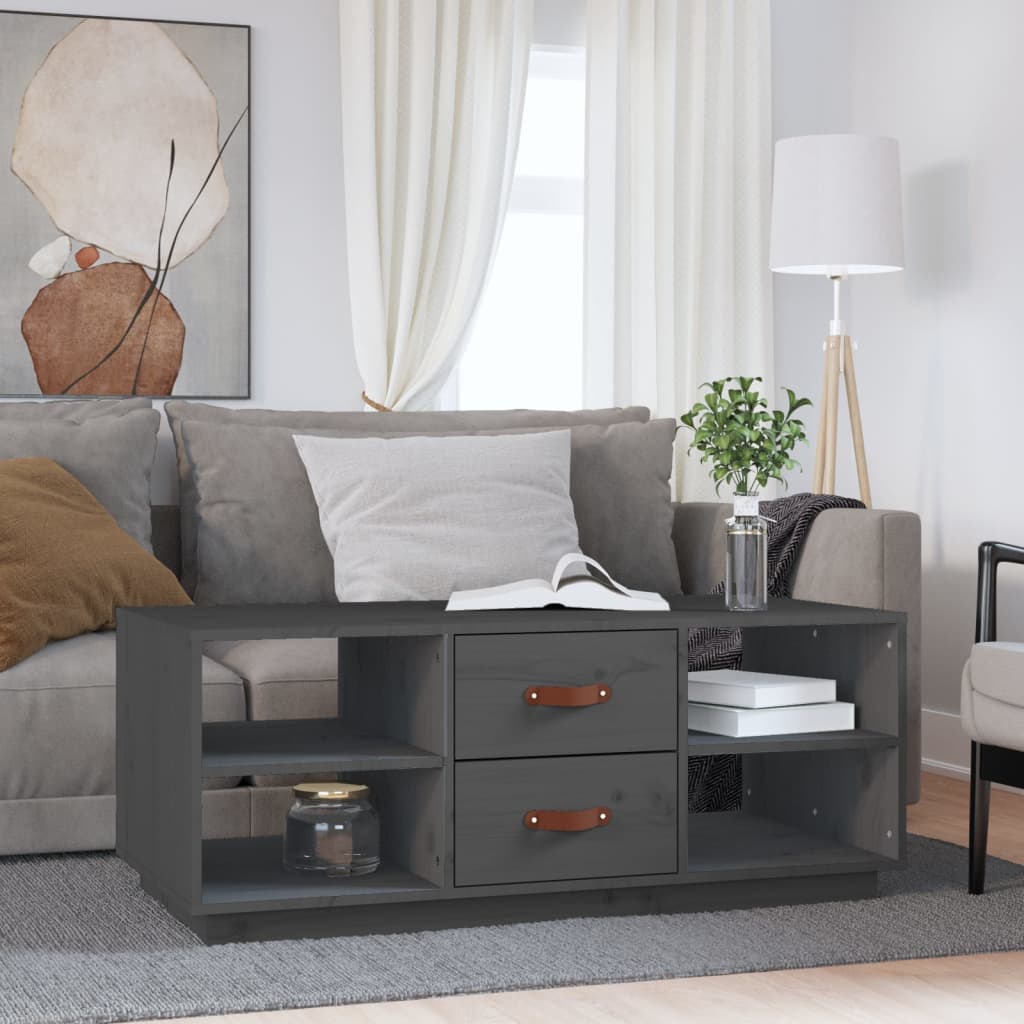 vidaXL Sohvapöytä harmaa 100x50x41 cm täysi mänty