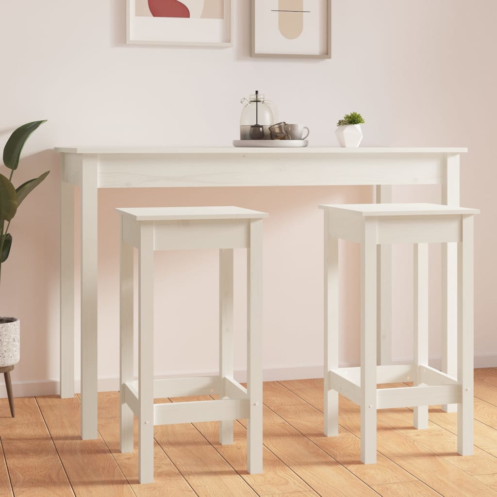 vidaXL Baarituolit 2 kpl valkoinen 40x40x78 cm täysi mänty