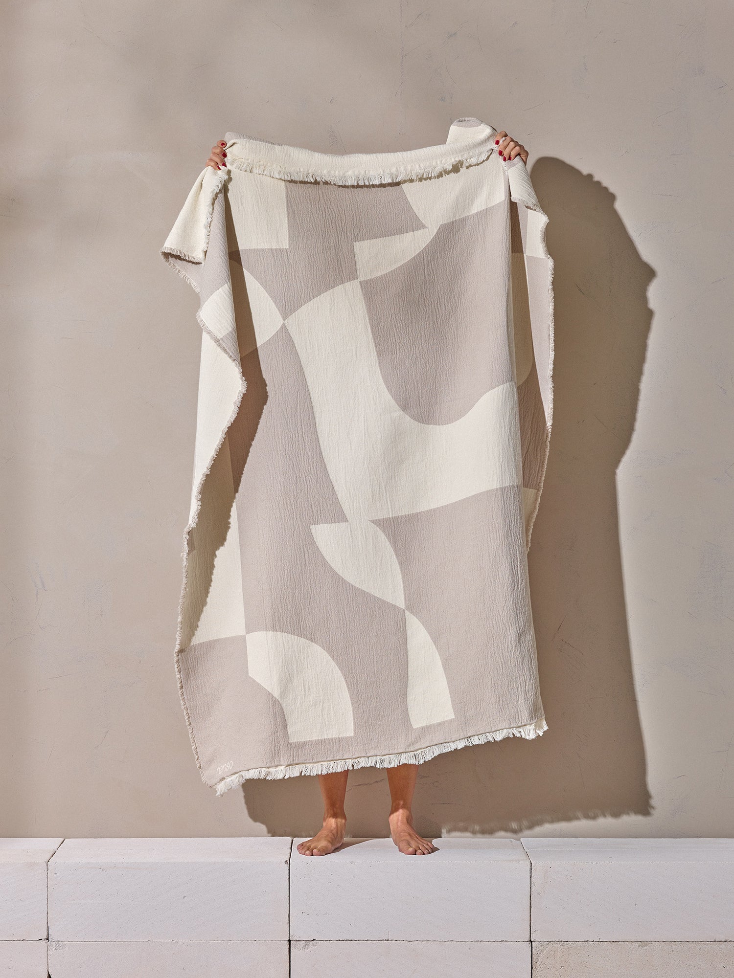 Nanso KALLIO torkkupeitto - beige-valkoinen