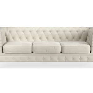 Chesterfield Lyx 3-istuttava samettisohva – Syvä sohva - Beige