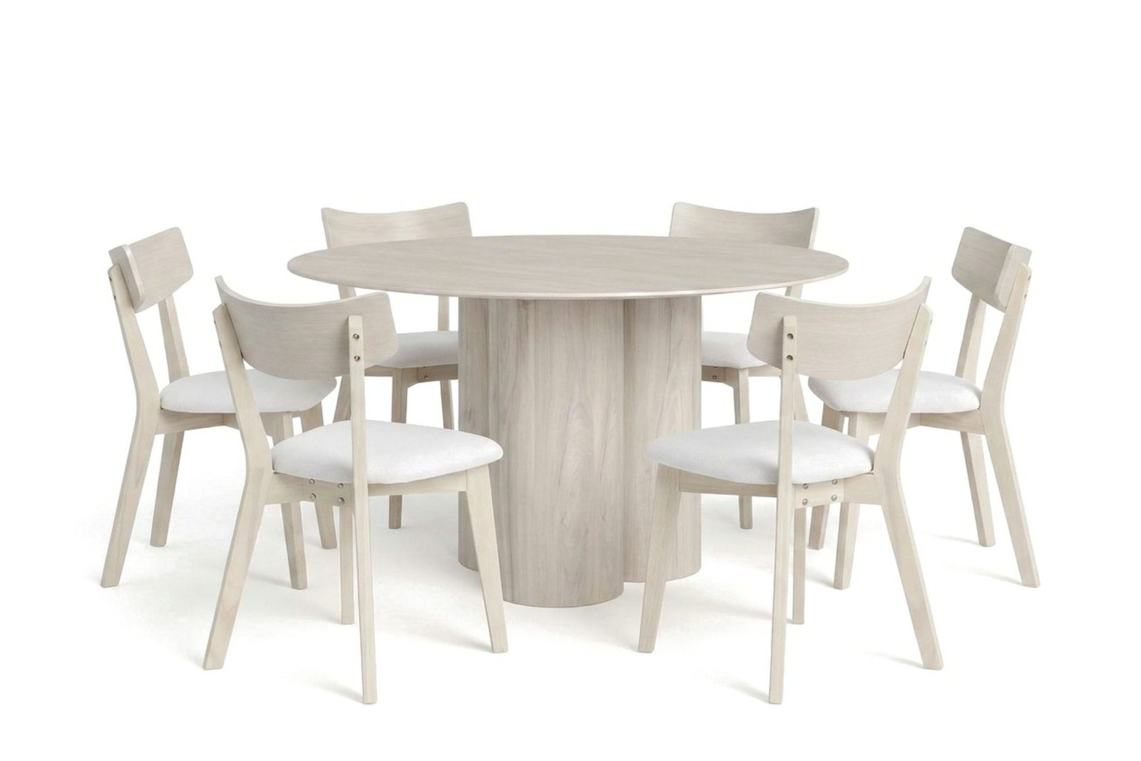 juno-ruokailuryhma-130-cm-pyorea-valkolakattu-6-ameli-ruokatuolia-pehmusteella-valkokuultolakattu-beige