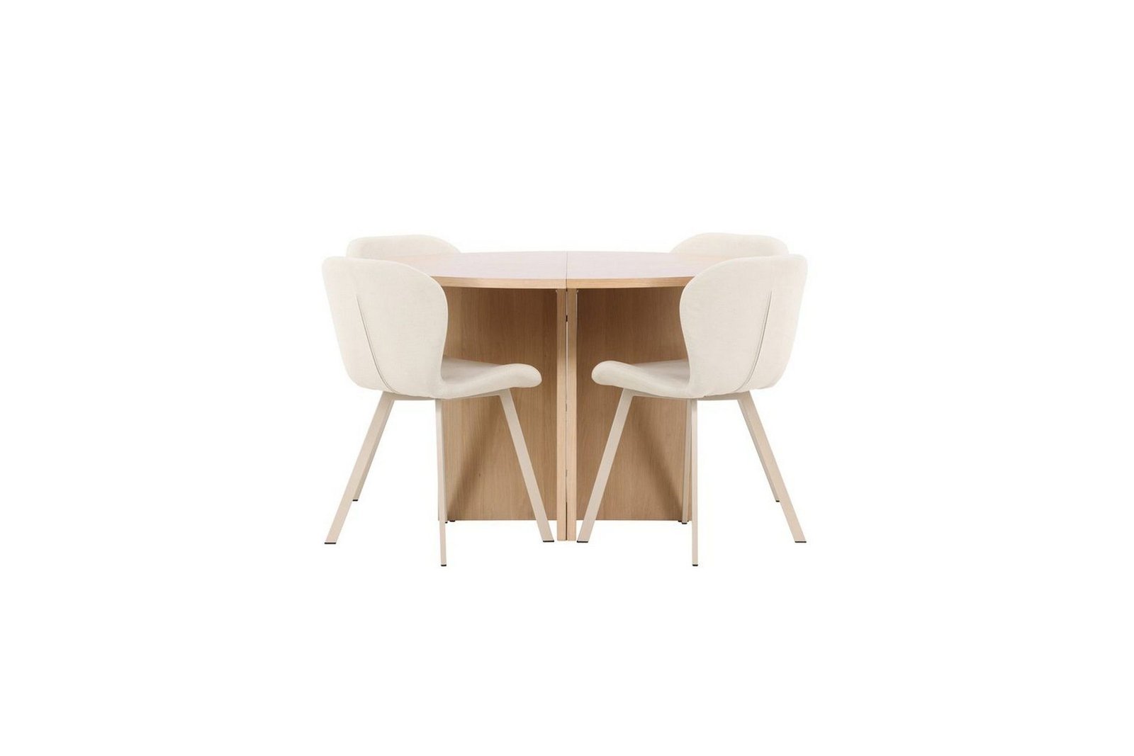 ruokaryhma-strada-pyorea-120-170-cm-valkoinen-lilja-tuoleilla-4-kpl-4-kpl