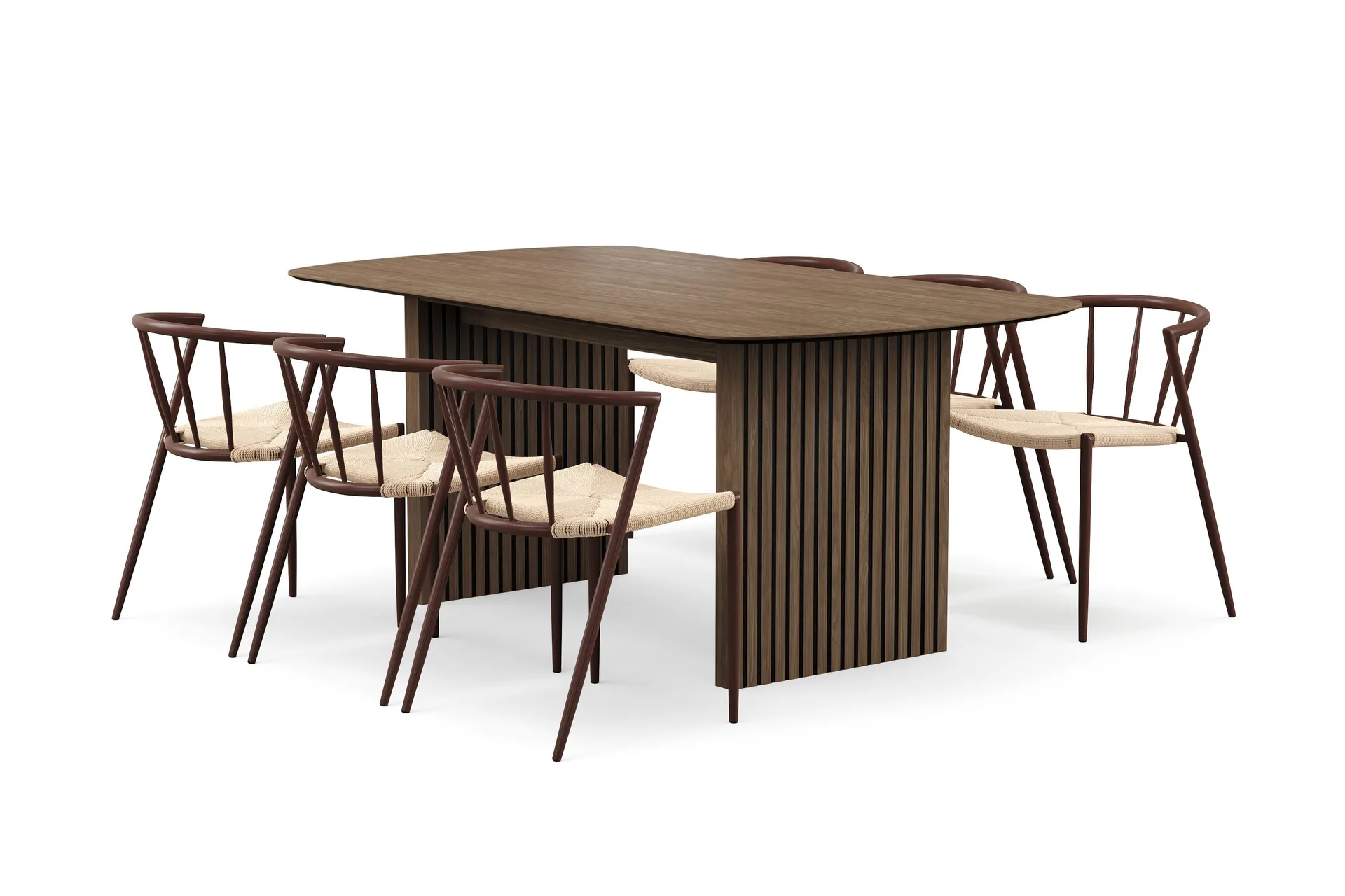 richeto-ruokapoyta-180-cm-ja-6-winston-ruokatuolia-savustettu-tammi-beige-metallijalat-savustettu-tammi