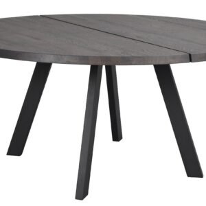 Rowico Home Fred ruokapöytä pyöreä 160 cm tummanruskea tammi/musta metallijalka
