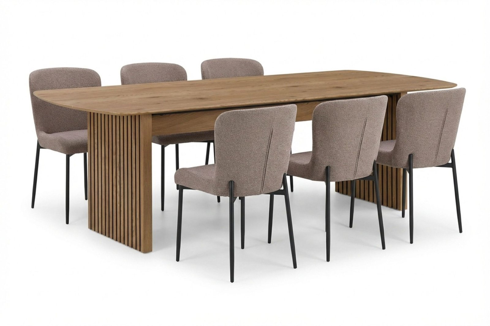 richeto-ruokailuryhma-tammi-240-cm-ja-6-elsie-ruokatuolia-tammi-harmaa