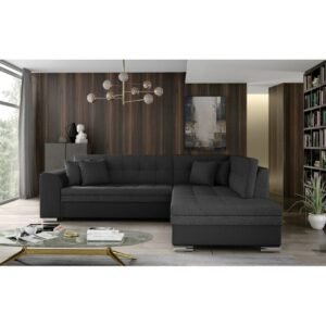 Kulmasohva Eltap Pieretta 260x207x78 cm - Inari 96, Soft 11, Tummanharmaa, Musta, Oikea