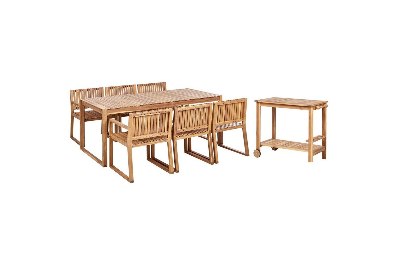 matsalsset-beliani-sassari-ii-med-vagn-6-sits-light-wood
