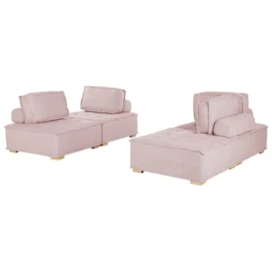 Modulsoffa Beliani Tibro Beige/ljust trä Rose||Light colored wood -