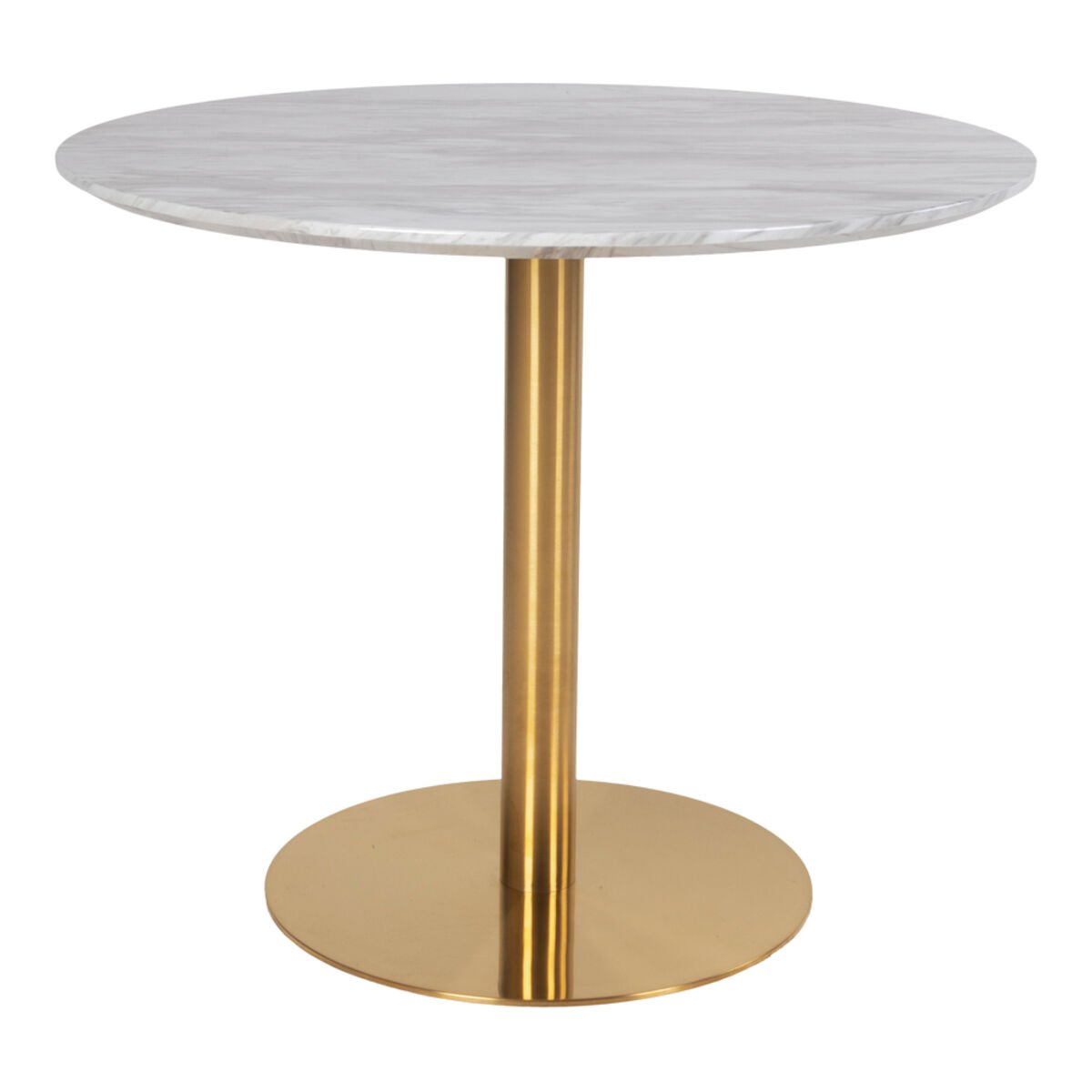 house nordic bolzano pyöreä ruokapöytä 90 cm marmori/messinki