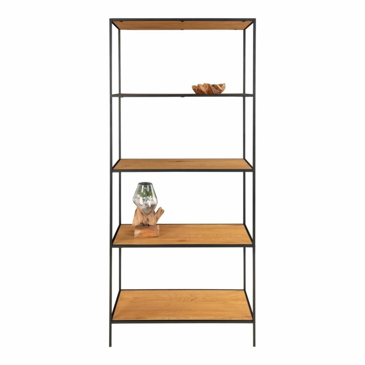 house-nordic-vita-avohylly-musta-tammihyllyilla-80x36x170-cm