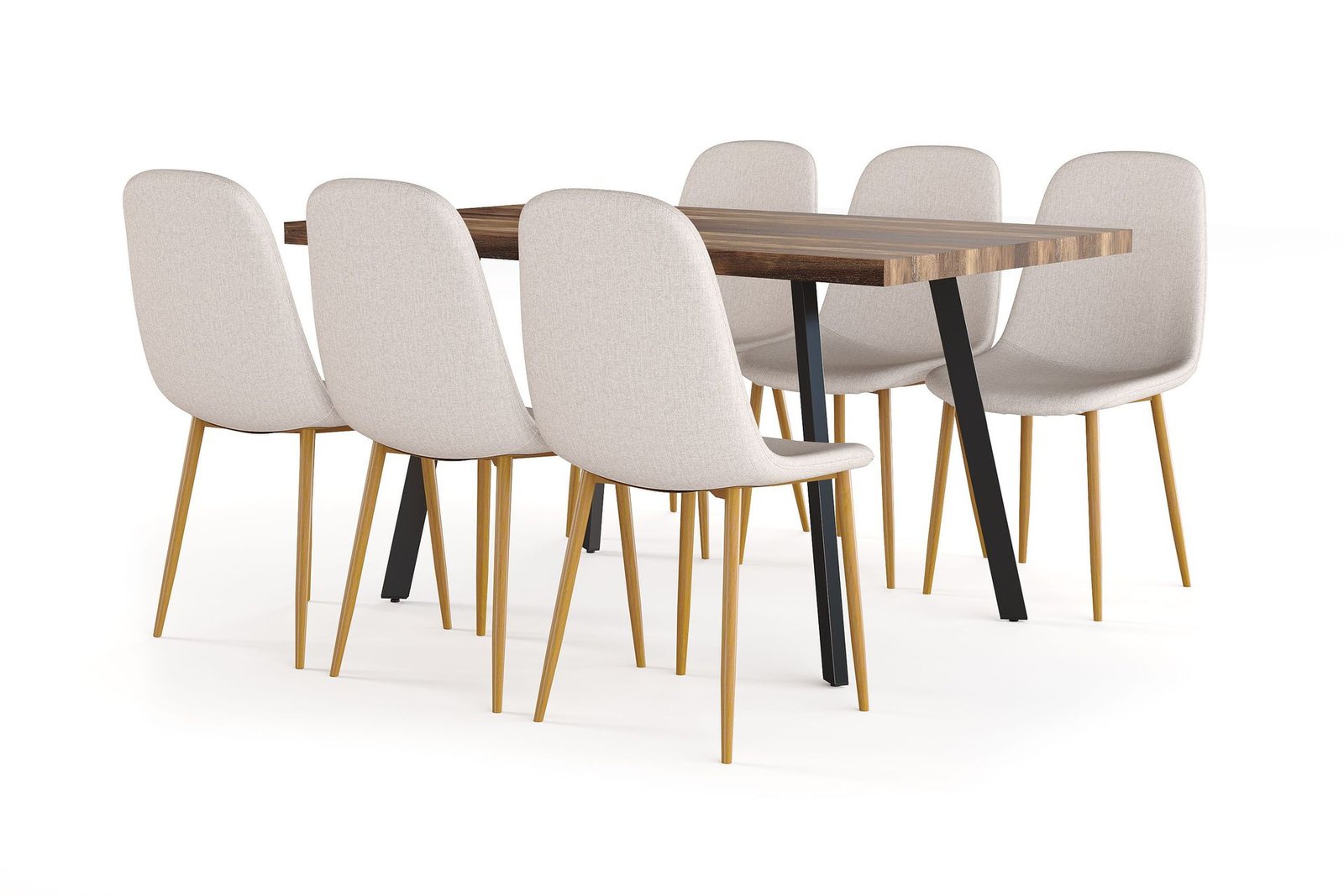 marcelen-ruokapoyta-jatkettava-lisalevylla-6-kpl-naira-tuoli-beige-tammijaloilla-ruskea-beige